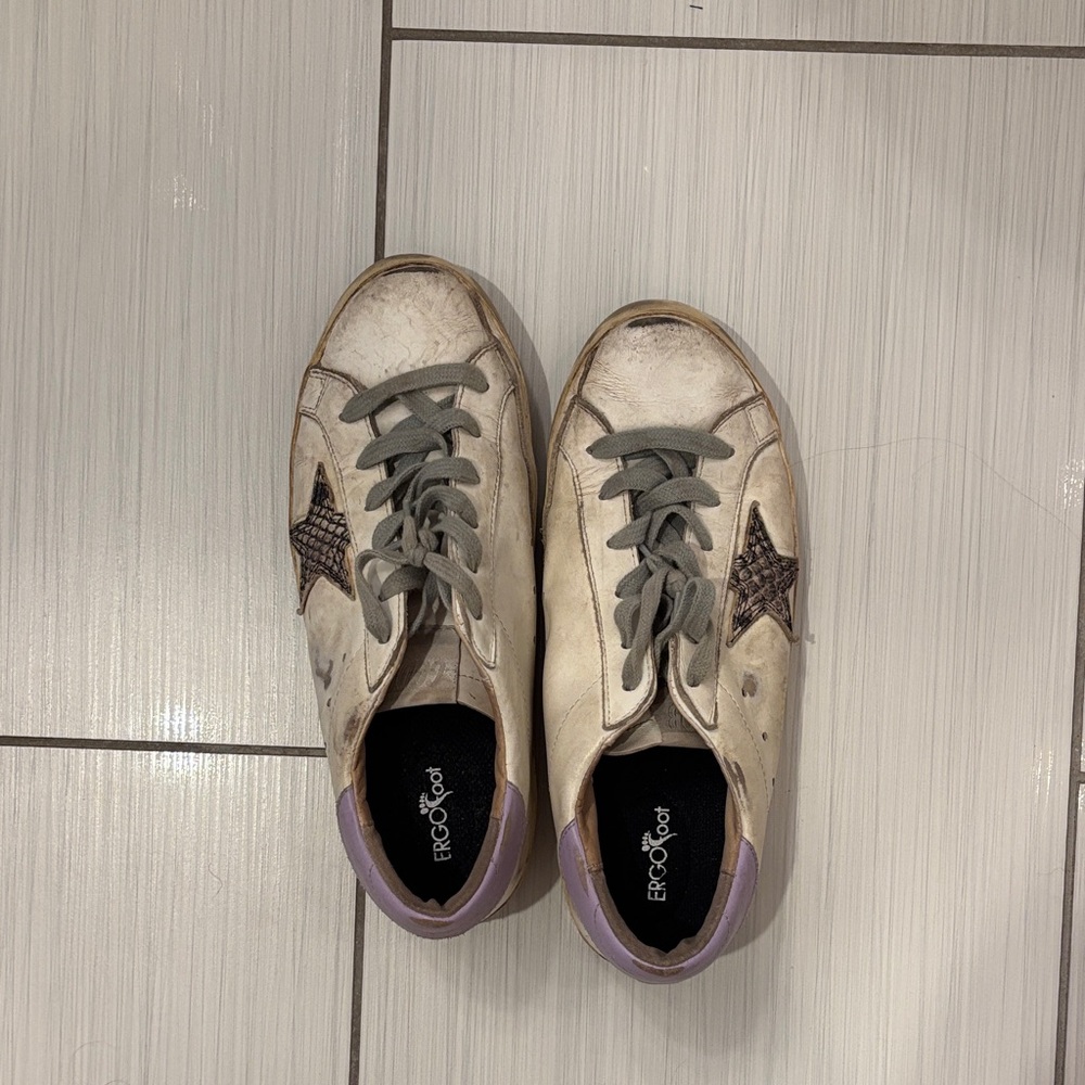 Golden Goose White and Gray Sneakers